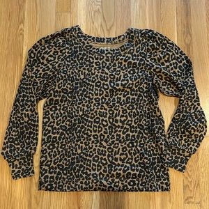 Loft Leopard puffer sleeve sweater/shirt size XS
